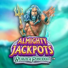 Almighty Jackpots – Realm of Poseidon online game logo by Novomatic on x3betcasinoo.com